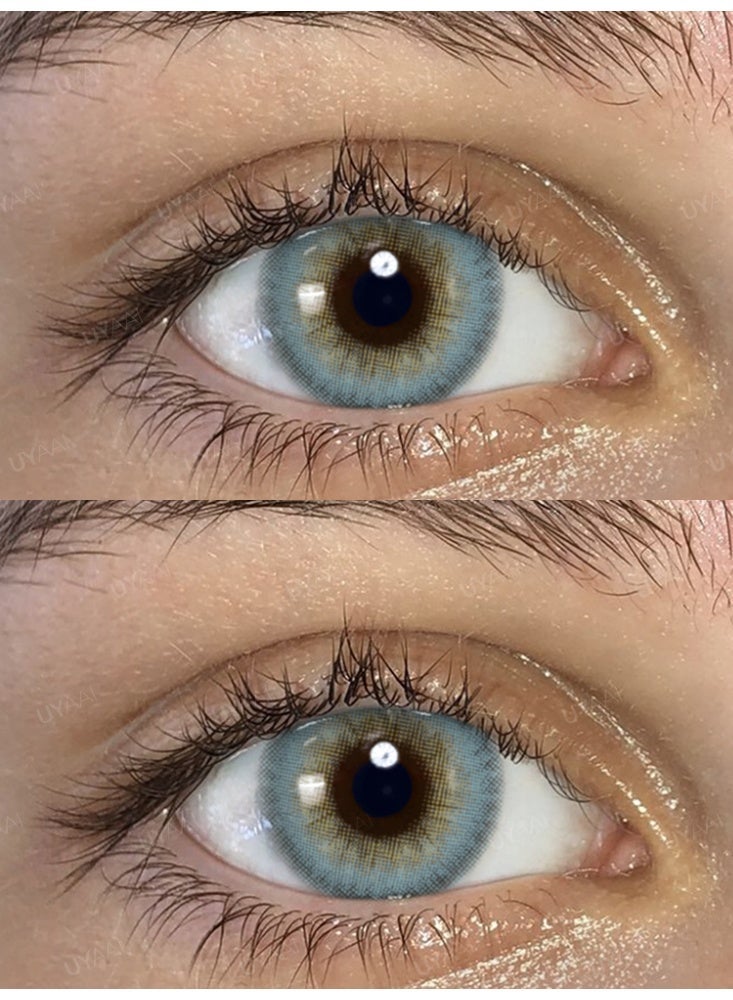 UYAAI Blue Contacts Yearly Colored Contact Lenses, Unisex Cosmetic Contact Lenses, Natural Fashion Lenses, 42% Water - Image 3